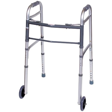Carex Health Brands Carex Health Brands Gray Folding Walker W/Wheels Aluminum 37 in. H X 18.63 in. L FGA87100 0000